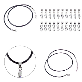 DIY Pendant Necklaces Making Kits, include Round Leather Cord Necklaces Making, 304 Stainless Steel Lobster Claw Clasps & Ice Pick Pinch Bails