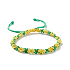 Bracelet tressé motif fleur de pêcher, bracelet chanceux en nylon ajustable pour femme