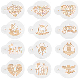 Gorgecraft 2Sets 2 Style PET Plastic Painting Stencils Templates, Round with Mix Pattern