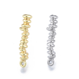 Brass Stud Earring Findings, with Horizontal Loops, Twist Column