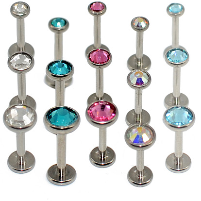 G23 титановый кубический цирконий плоские круглые 17 калибр без резьбы лабреты для женщин мужчин, цвет нержавеющей стали