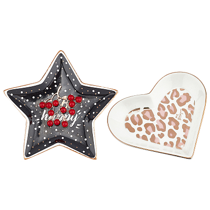 Porcelain Jewelry Plate, Heart & Star