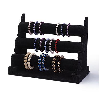 Combined Jewellery T Bar Bracelet Display Stands, Black, 325x190x275mm