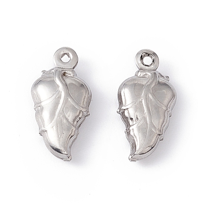 304 Stainless Steel Pendants, Leaf