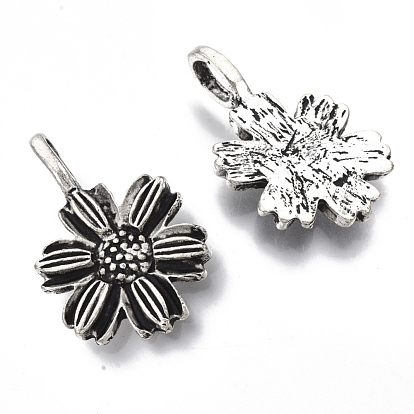 Tibetischer stil Aluminium Anhänger & Charms, cadmiumfrei und bleifrei, Blume