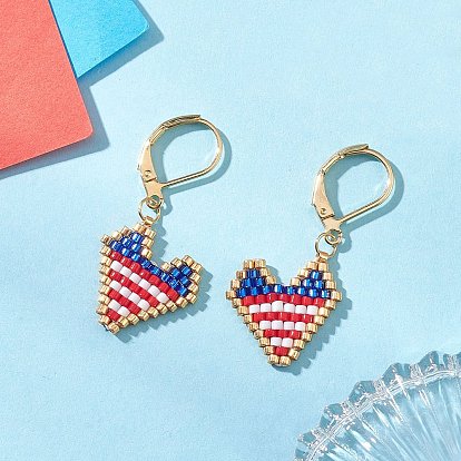 Серьги-подвески в форме сердца из стеклянного бисера с застежкой-крючком, С 304 результатами из нержавеющей стали