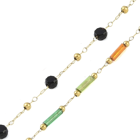 Ионное покрытие (ip) 304 цепи из нержавеющей стали, со стеклянными бусинами, с катушкой, несварные