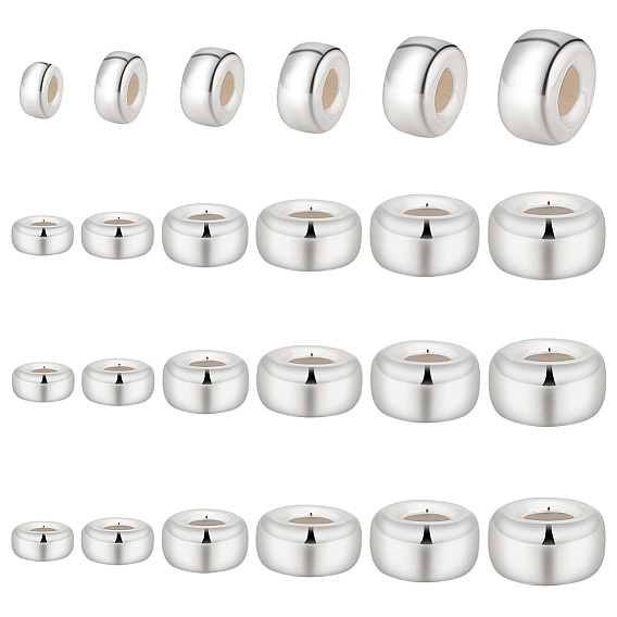 24 Stück 6 Stil 925 Sterling Silber Zwischenperlen, Donut und Rondelle