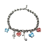Ожерелья-нагрудники с подвесками из сплава и цепочками из нержавеющей стали, музыкальная нота, бабочка и сердце
