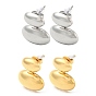 304 Stainless Steel Stud Earrings, Oval