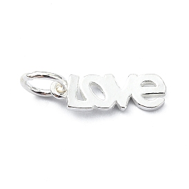 925 Sterling Silver Word Love Charms, with Jump Rings & 925 Stamp