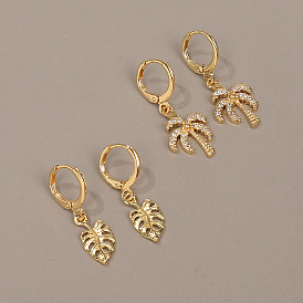 Minimalist Copper Palm Tree Leaf Earrings for Women - Unique Fashion Jewelry