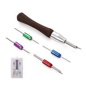 Stainless Steel Punch Needles, with Plastic Handle and 4Pcs Replacement Head Needle, DIY Handcraft Embroidery Pen Tool