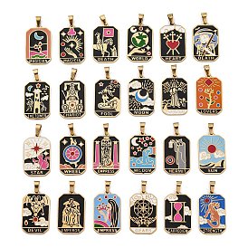 Ion Plating(IP) 304 Stainless Steel Enamel Pendants, Real 18K Gold Plated, Tarot Charm