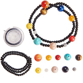 SUNNYCLUE DIY Galaxy Universe Bracelets Making, with Natural/Synthetical Gemstone Beads and Copper Wire