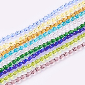 Faceted Glass Beads Strands, Drop
