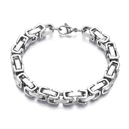 201 Stainless Steel Byzantine Chain Bracelet for Men Women