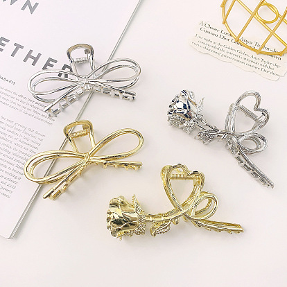 Металлическая заколка для волос цвета розового золота для элегантных причесок — высококачественная заколка в виде акульей челюсти для женского пучка на затылке