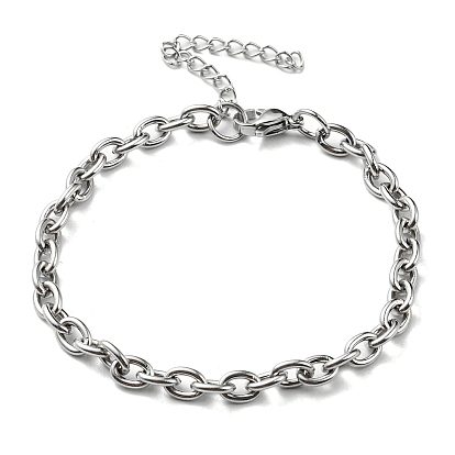 304 Stianless Steel Cable Chain Bracelet Making, with Extension Chain and Lobster Claw Clasps