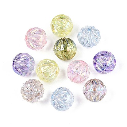 Уф-покрытие прозрачные акриловые бусины, радужный, круглые