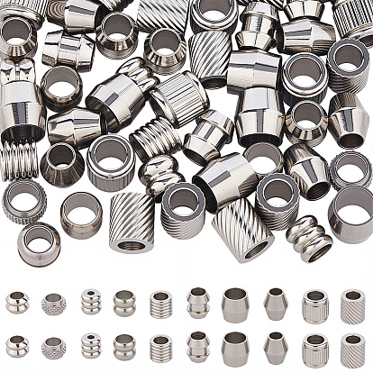 90 шт. 10 стили 201 европейские бусины из нержавеющей стали, бусины с большим отверстием, разнообразные