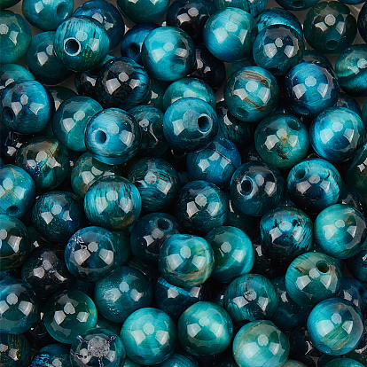 120шт натуральные бусины тигровый глаз, окрашенная и подогревом, круглые