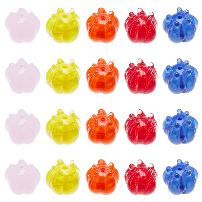 20 pcs 5 couleurs perles de chalumeau faites à la main, fleur