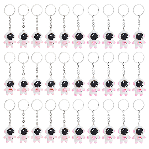 30шт. 2 стили брелоков-подвесок в виде космонавта из ПВХ и железа, для брелков, кошелек, украшение для рюкзака, платина