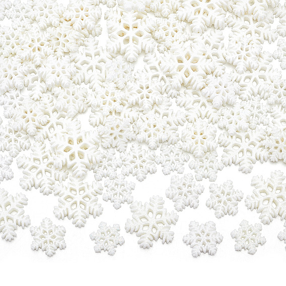 90 шт 3 стили кабошоны из смолы, с блеском порошок, Рождество, снежинка