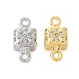 Шармы-соединители из латуни с микропаве из кубического циркония, без кадмия, без никеля и без свинца, Кубик с цветком