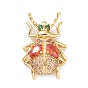 Rack Plating Brass Micro Pave Colorful Cubic Zirconia Pendants, Long-Lasting Plated, Cadmium Free & Lead Free, Insect