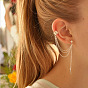 Edgy Chain Tassel Ear Cuff with Spike Cone for Non-Pierced Ears - Long Single Punk Earring