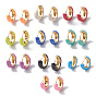 Brass Enamel Hoop Earrings for Women, Real 18K Gold Plated, Ring