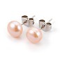 Natural Pearl Beads Ear Studs, with 304 Stainless Steel Findings, Round