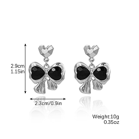 Halloween Theme Alloy Dangle Earrings, With Glass Rhinastone for Women, Platinum