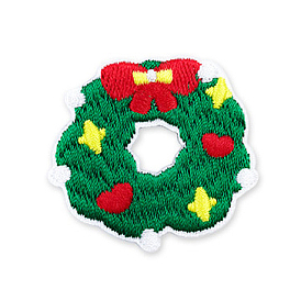 Christmas Theme Computerized Embroidery Polyester Self-Adhesive /Sew on Patches, Costume Accessories, Appliques, Christmas Wreath