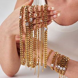 Браслеты из нержавеющей стали с микропаве из кубического циркония для женщин