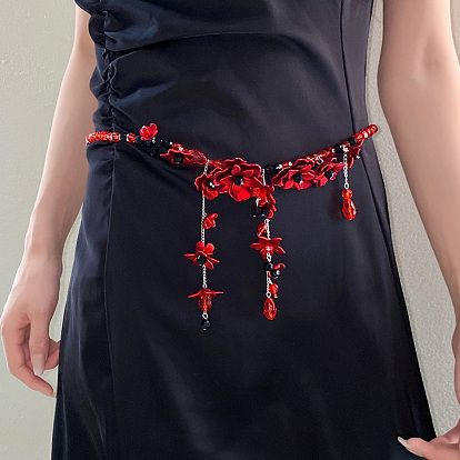 Стеклянные цепочки на талию с акриловыми цветочными кисточками для женщин