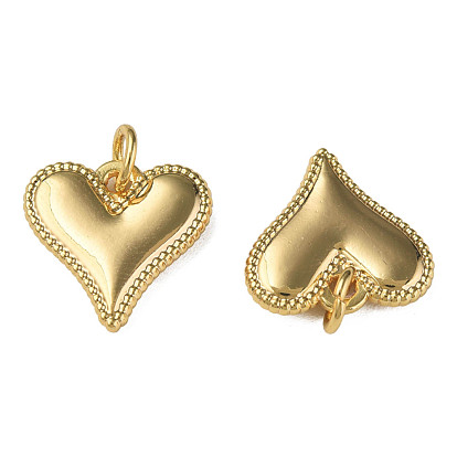 Encantos de bronce, con anillos de salto, sin níquel, corazón