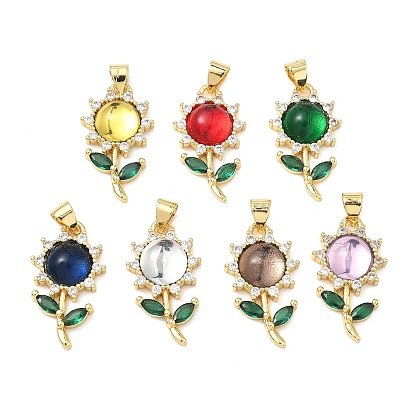 Латунные микро проложить кубического циркония подвески, , со стеклом, долговечный, стойки покрытие, без свинца и без кадмия, реальный 18 k позолоченный