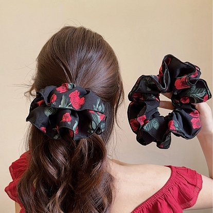 Резинки для волос с узором «роза», аксессуары для волос для женщин и девочек