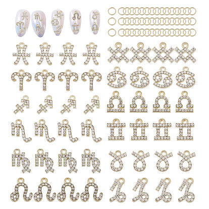 48 шт. 12 стили 12 созвездия сплав горный хрусталь подвески, с прыжковых колец