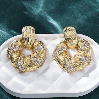 Цветок латуни микро проложить кубического циркония серьги стержня, без свинца и без кадмия, долговечный, стойки покрытие