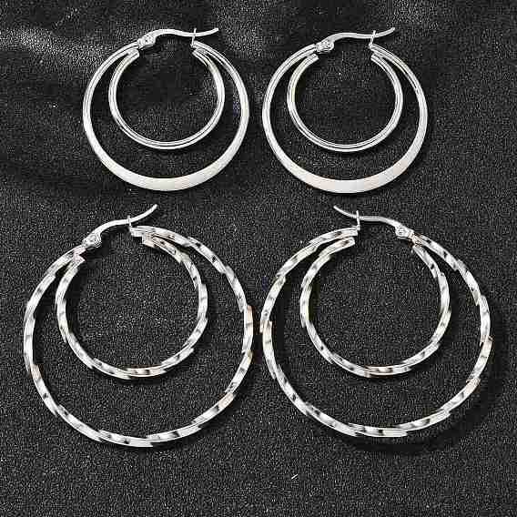 201 серьги нержавеющей стали, с 304 штифтов из нержавеющей стали, плоско-круглые