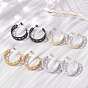 304 Stainless Steel Hollow Link Chain Stud Earrings for Women, Half Hoop Earrings, Ion Plating(IP)