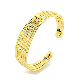 Rack Plating Brass Wide Open Cuff Bangles for Women, Cadmium Free & Lead Free, Long-Lasting Plated