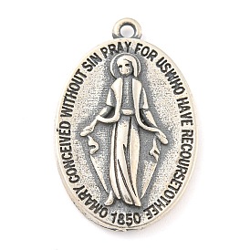 925 Thai Sterling Silver Religion Pendants, Holy Virgin Mary Charms with 925 Stamp