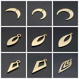 201 Stainless Steel Pendants, Geometrical Charms, Golden