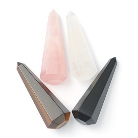 Pointed Natural Gemstone Display Decoration, Healing Stone Wands, for Reiki Chakra Meditation Therapy Decos, Faceted, Bullet