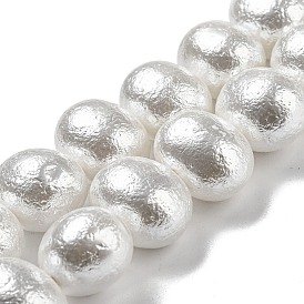 Brins de perles de coquille de rides naturelles, ovale texturé